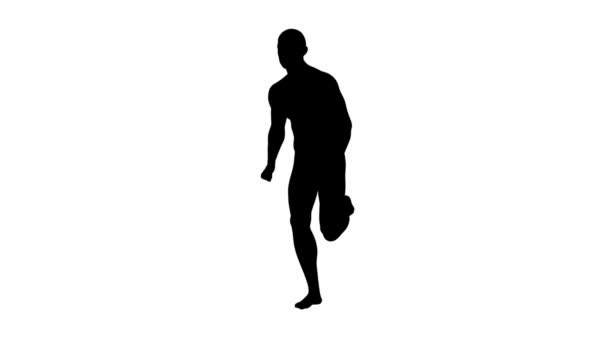 Render Silhouette Running Male Character White Background Degrees Front View Royalty Free Stock Video