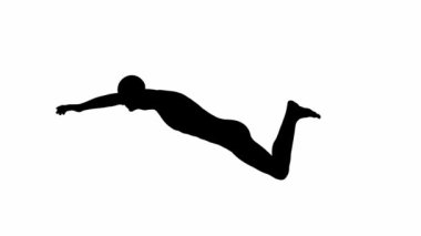 3D Render: bir siluet erkek karakter beyaz arkaplan, yan görünüm ile kurbağalama tarzı yüzer