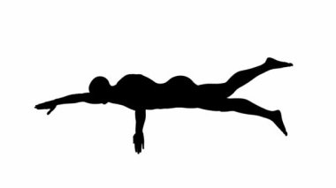 3B Render: bir siluet erkek karakter beyaz arkaplan, kenar görünüm ile serbest stil yüzme gerçekleştirir