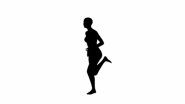 Render Silhouette Female Character Running White Background 360 Degrees View Royalty Free Stock Video