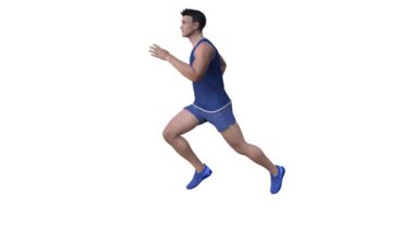 3B Render: beyaz arkaplan, kenar görünümlü çalışan bir erkek karakter