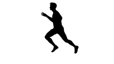 3B Render: beyaz arkaplan, yan görünüm ile çalışan bir siluet erkek karakter