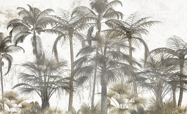 Τροπικά Φύλλα Και Δέντρα Σχεδιασμός Ταπετσαρία Εικονογράφηση — Φωτογραφία Αρχείου