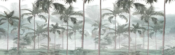 Folhas Árvores Tropicais Papel Parede Design Ilustração — Fotografia de Stock