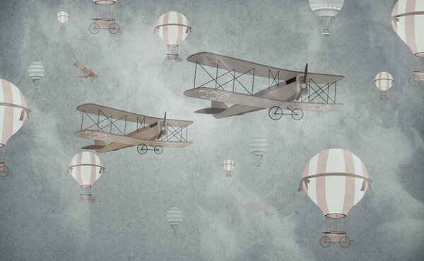 Детская комната обои, детская комната обои дизайн для цифровой печати - 3D иллюстрация