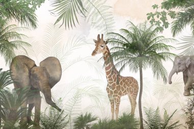 cute animals wallpaper design for kids room