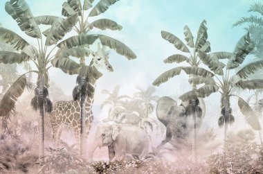 cute animals wallpaper design for kids room