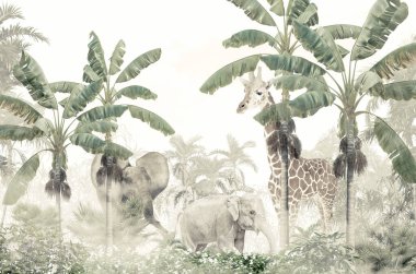 cute animals wallpaper design for kids room