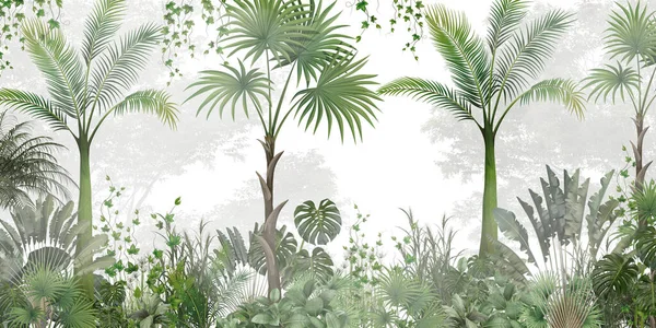 Tropické Tapety Tropické Stromy Listy Tapetový Design Pro Digitální Tisk — Stock fotografie