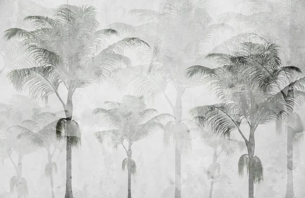 Тропічні Шпалери Тропічні Дерева Листя Дизайн Шпалер Цифрового Друку Ілюстрація — стокове фото