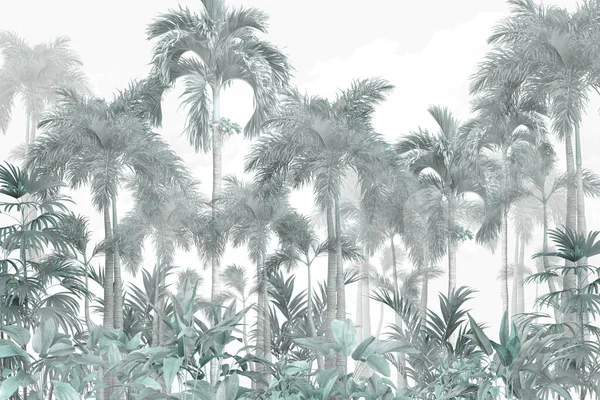 Tropiska Tapeter Tropiska Träd Och Blad Tapet Design För Digital — Stockfoto