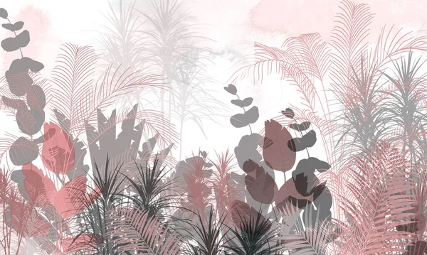 Tropisch Behang Tropische Bomen Bladeren Behang Ontwerp Voor Digitale Printing — Stockfoto