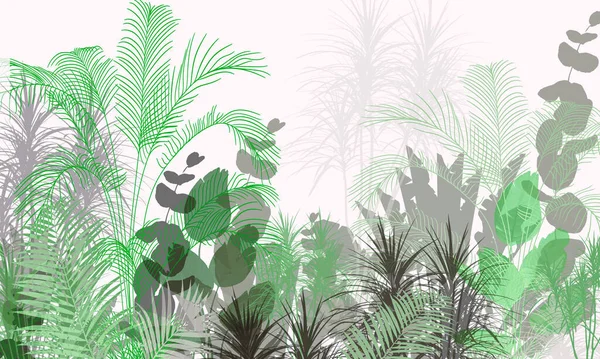 Tropikalna Tapeta Tropikalne Drzewa Liście Projekt Tapety Druku Cyfrowego Ilustracja — Zdjęcie stockowe
