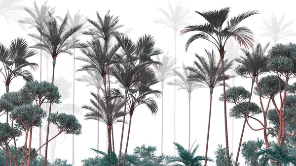 Тропические Обои Тропические Деревья Листья Дизайн Обоев Цифровой Печати Иллюстрация — стоковое фото