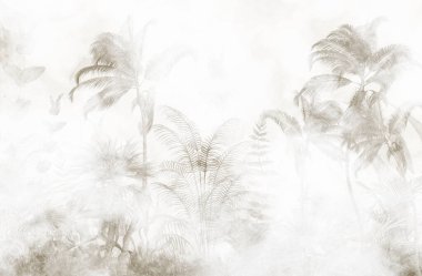 Güneşli bir yaz gününde ormanda palmiye ağacı