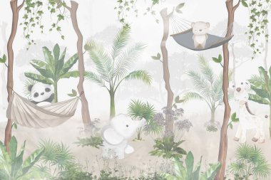 Farklı hayvanlar kümesi, vektör illüstrasyonu