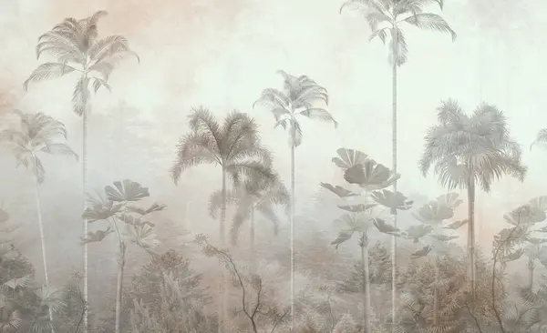 tropical palm trees in a tropical jungle.