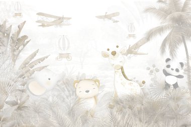 suluboya hayvan koleksiyonu çizimi