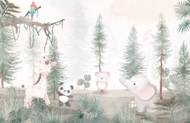 Ormandaki sevimli çizgi film hayvanı. vektör illüstrasyonu