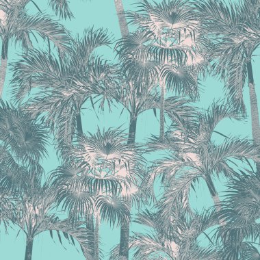 Modayı takip eden bir el üzerinde egzotik palmiye ağacı çizimi. .