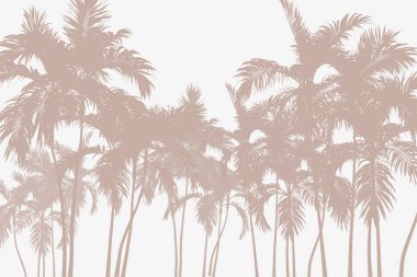 Tropik duvar kağıdı, tropik ağaçlar ve yapraklar, dijital baskı için duvar kağıdı tasarımı - 3D illüstrasyon