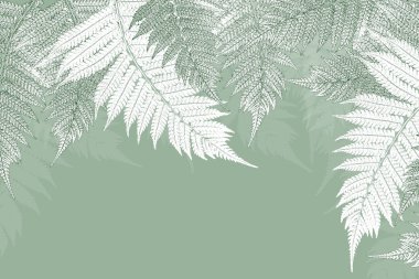 Tropik duvar kağıdı, tropik ağaçlar ve yapraklar, dijital baskı için duvar kağıdı tasarımı - 3D illüstrasyon