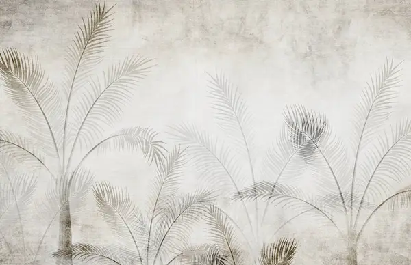 Tropical wallpaper, Tropic trees and leaves, wallpaper design for digital printing- 3d illustration