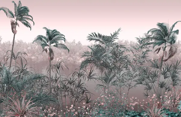 Beaux Palmiers Dans Forêt — Photo