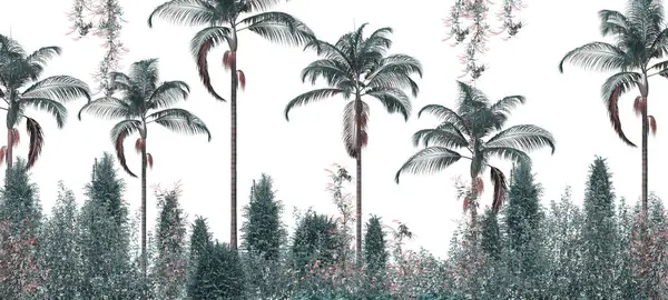 palm trees in the forest. 3 d rendering