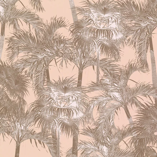 Exotische Palmboom Tekening Een Trendy Handgetekende Achtergrond Als Naadloos Patroon — Stockfoto