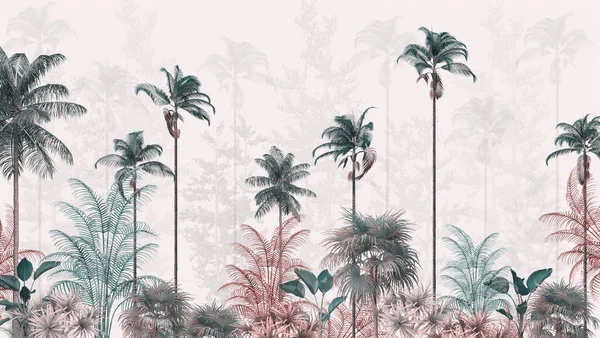 Papel Parede Tropical Árvores Tropicais Folhas Design Papel Parede Para — Fotografia de Stock