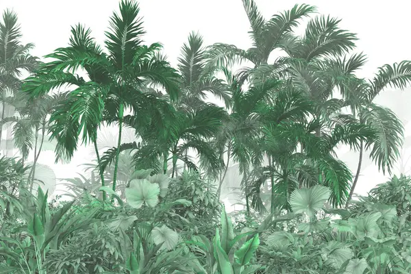 Papel Pintado Tropical Árboles Tropicales Hojas Diseño Papel Pintado Para —  Fotos de Stock