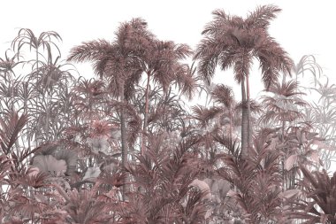 3D işlemeli - palmiye ağacı ve tropikal bitkiler