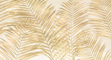 Tropical wallpaper, Tropic trees and leaves, wallpaper design for digital printing- 3d illustration clipart