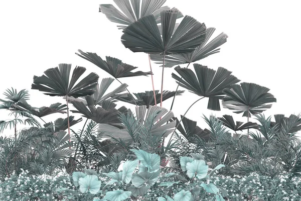 Tropische Tapeten Tropische Bäume Und Blätter Tapetendesign Für Digitaldruck Illustration — Stockfoto