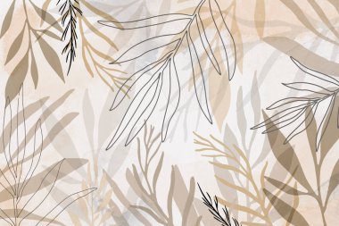 Tropik duvar kağıdı, tropik ağaçlar ve yapraklar, dijital baskı için duvar kağıdı tasarımı - 3D illüstrasyon