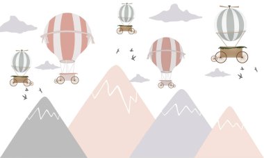 Uçan uçaklarla güzel kağıt işçiliği. vektör illüstrasyonu.