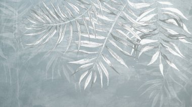 Tropik duvar kağıdı, tropik ağaçlar ve yapraklar, dijital baskı için duvar kağıdı tasarımı - 3D illüstrasyon