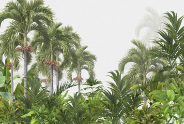 Tropik ağaçlar ve yapraklar duvar kağıdı tasarımı, yağlı boya etkisi