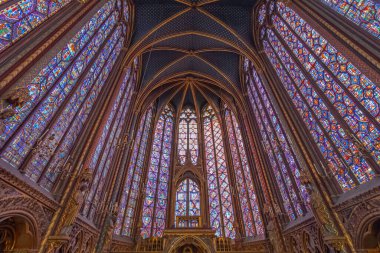 Paris, Sainte Chapelle 'in iç camlı pencereleri, Ile de la Cit.