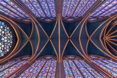 Paris, Sainte Chapelle 'in iç camlı pencereleri, Ile de la Cit.