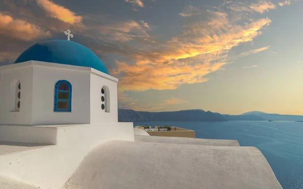 Zicht Caldera Van Santorini Vanuit Het Dorp Oia Griekenland — Stockfoto