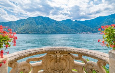 Como Gölü 'nün panoramik manzarası Villa Balbianello, İtalya