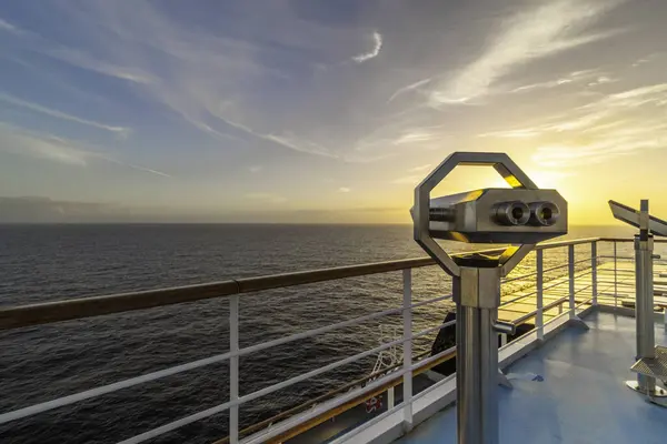 Promenade Deck Cruise Ship Sunset Stock Picture