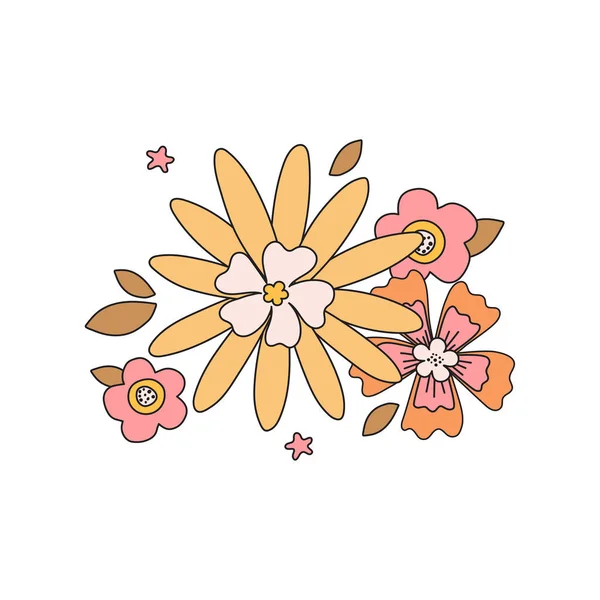 白い背景に装飾的な秋の花 ベクトル植物花イラスト — ストックベクタ