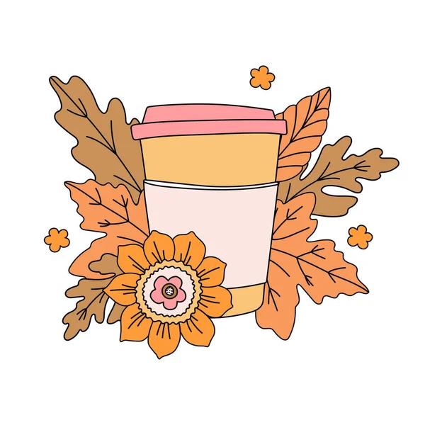 Uma Xícara Bebida Quente Dia Quente Outono Uma Xícara Chá — Vetor de Stock