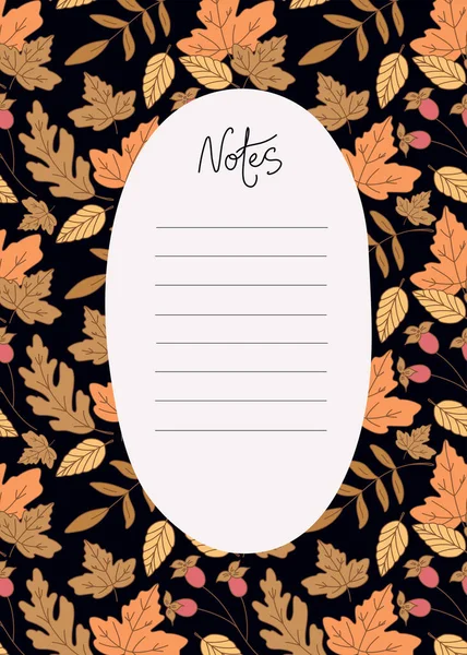 Seamless Pattern Autumn Leaves Black Background Maple Oak Ash Rowan — Stock Vector