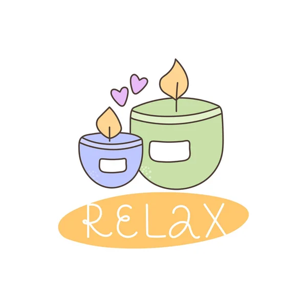 Ilustrație Vectorială Inscripția Relaxați Lumânări Parfumate Unul Dintre Tipurile Relaxare — Vector de stoc