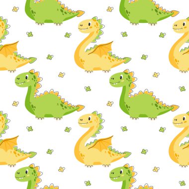 Tatlı küçük dino. Dinozor yavrusu kusursuz bir model. Vektör illüstrasyonu