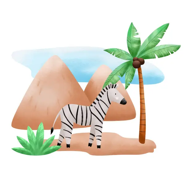 Illustrazione Safari Disegnata Mano Elementi Design Bambini Invito Cartolina Altro — Foto Stock